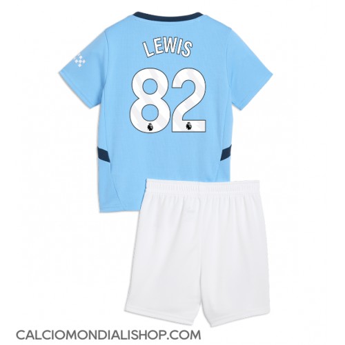 Maglie da calcio Manchester City Rico Lewis #82 Prima Maglia Bambino 2024-25 Manica Corta (+ Pantaloni corti)